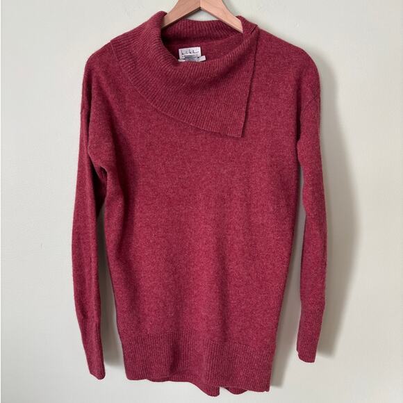 Nicole Miller Cashmere Split Turtleneck Sweater Red Small - Picture 1 of 6